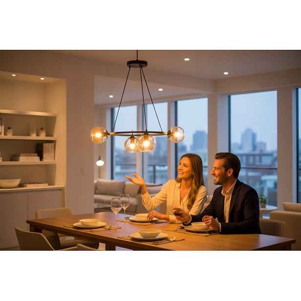 Euro-Lamp Závěsná lampa Ring 4 Černá medová stínítka 4x60W Výrobce