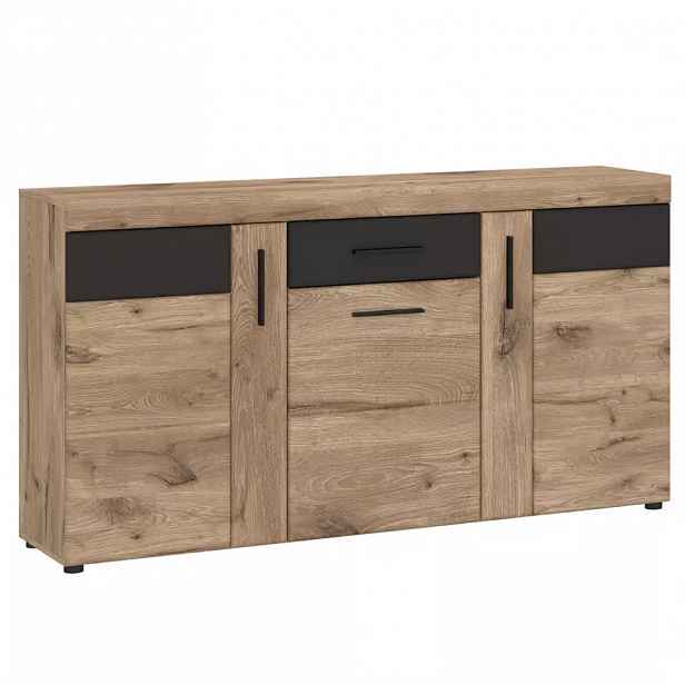 Komoda Grano GRNK01 3D1S dub viking/pvc dub viking/pvc šedý vesmír