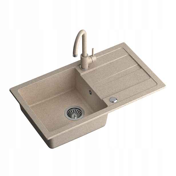 Quadron Go-Max Granit Jednokomorový dřez 77x44 cm, sada Béžová