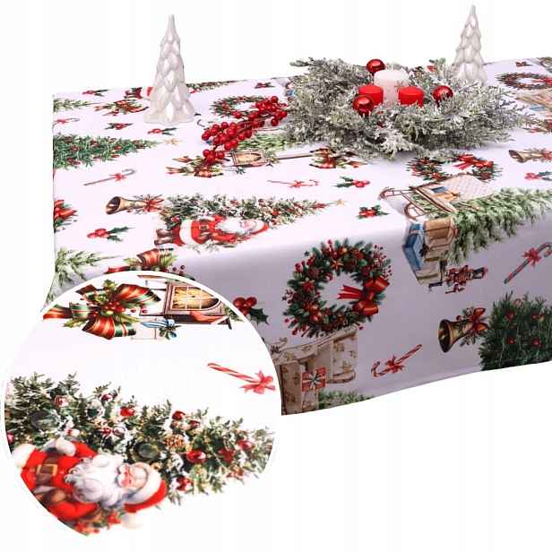 Vánoční ubrus na stůl 240x140 Mikuláš 1525, odolný vůči skvrnám, Vánoce