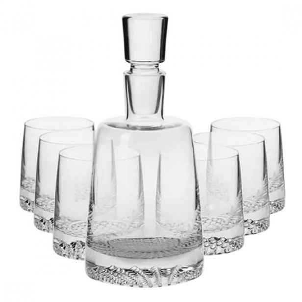 7dílný set na whisky, vyrobený z krystalického skla, "Fjord" - Krosno