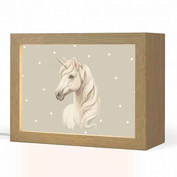 OnlyWow NOČNÍ LAMPIČKA Jednorožec - bílý - tečky 20x15 cm