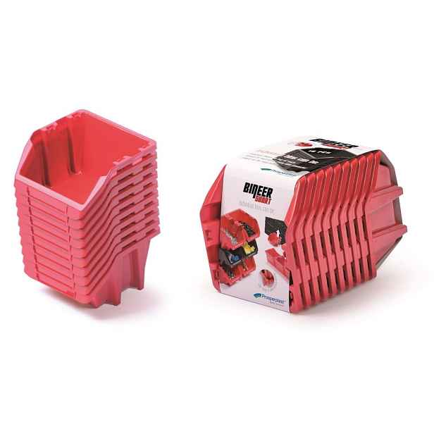 Prosperplast Sada úložných boxů 10 ks BENER 28,8 x 15,8 x 18,7 cm červená