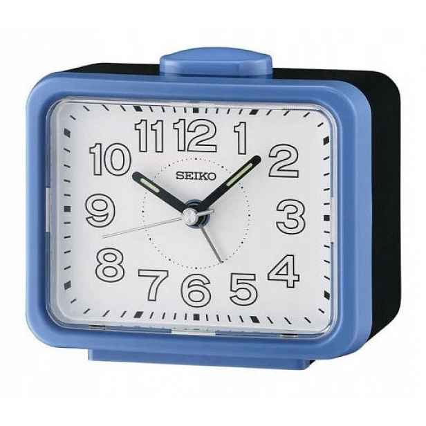 Modrý Budík Seiko QHK061L Hlasitý Alarm Tichý Mechanismus 11x8,5 cm