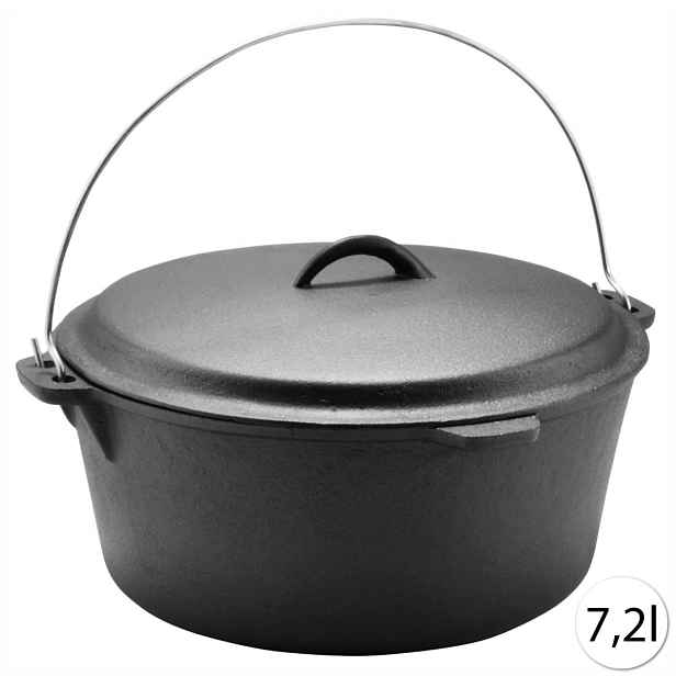 Perfect Home 12015 Litinový hrnec s poklicí, 31,2 cm, 7,2 L, černý