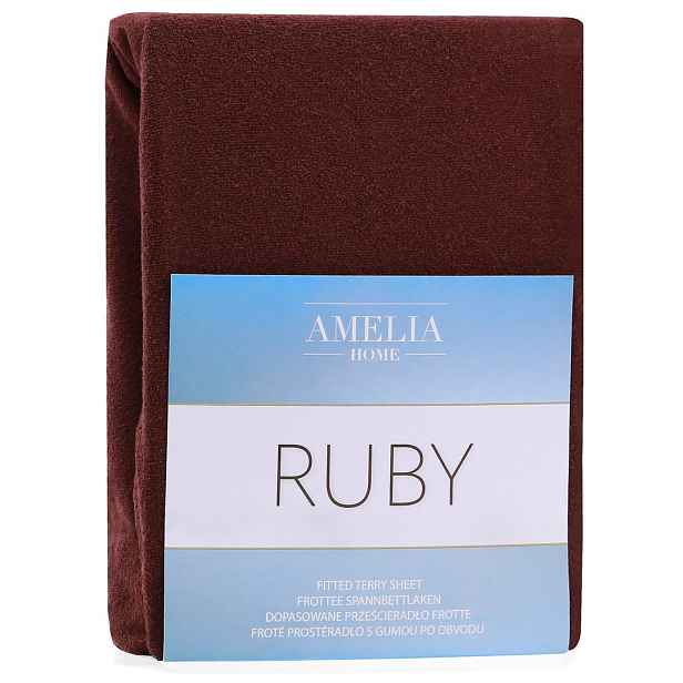 Restilo Froté prostěradlo s gumou AmeliaHome Ruby hnědé, velikost 100-120x200