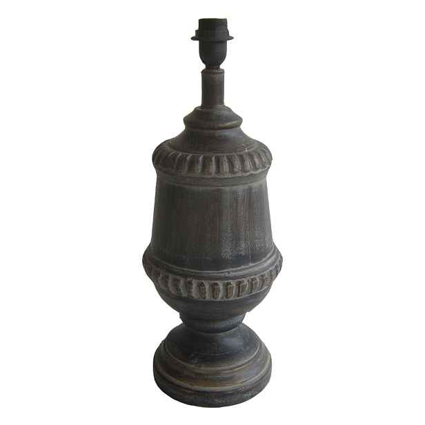 Šedá dřevěná noha k lampě Philippe - Ø 21*55 cm E27 Clayre & Eef