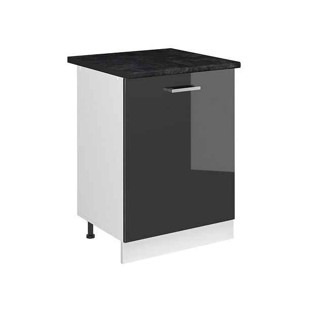Vicco SPODNÍ SKŘÍŇKA KUCHYŇSKÉ LINKY R-Line, Antracitový vysoký lesk/Bílá, 60 cm s 1 dveřmi pracovná doska antracitová