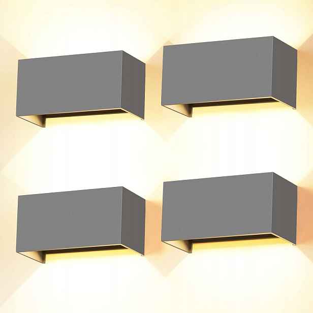 Nástěnná Led lampa 4 ks šedá IP65 3000K 24W nahoru dolů nastavitelná