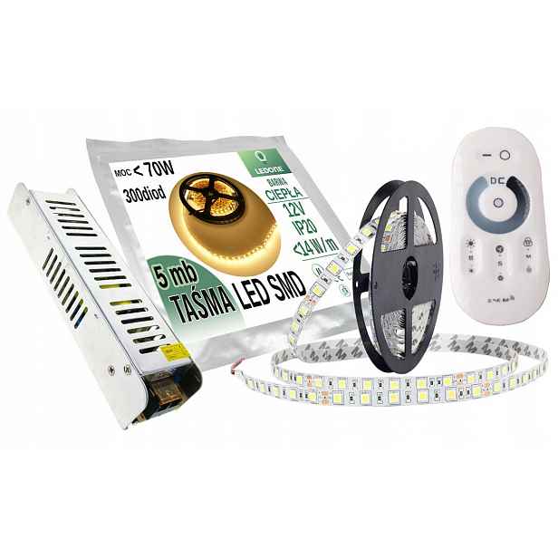 Set 5 m Led páska 5050 Bílá Teplá P. Dotyková