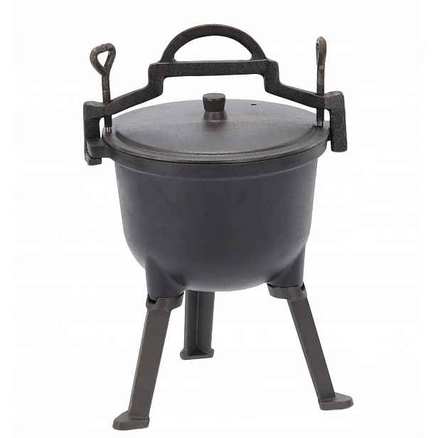 Litinový lovecký kotlík na oheň, gril, pečeně, 5 l