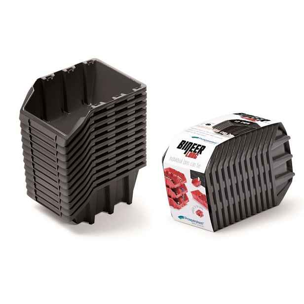 Prosperplast Sada úložných boxů 12 ks BENER 19 x 7,7 x 12 cm černá