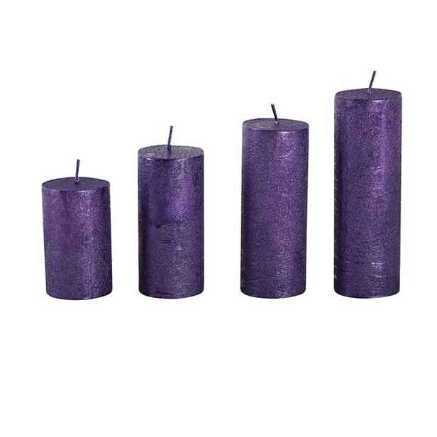 Rustikální adventní svíčka ø4cm PROVENCE 4ks fialová