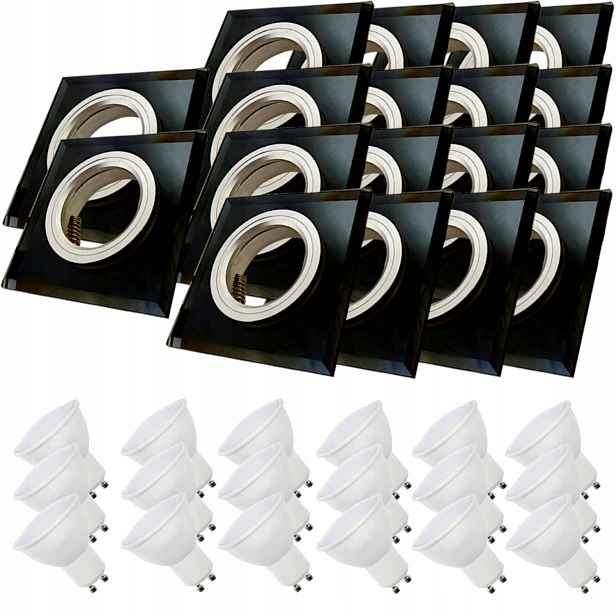 18 x Skleněná Černá Stropní Lampa Halogenová Objímka Led Žárovky 3W