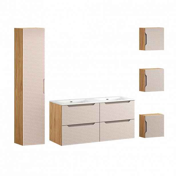 Petits-meubles KOUPELNOVÝ NÁBYTEK 121cm Mallory 2er-Set Béžová a dřevo