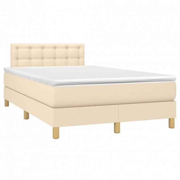 vidaXL Box spring postel s matrací krémová 120x190 cm textil