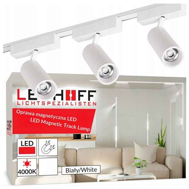 Magnetické kolejnicové osvětlení Kolejnice 1 m 3x reflektorová lampa Bílá