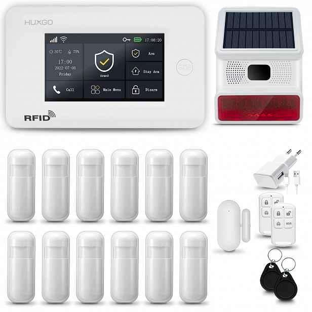 Bezdrátový alarm WiFi Gsm 4G aplikace Tuya sada Huxgo HXA006 R12BS