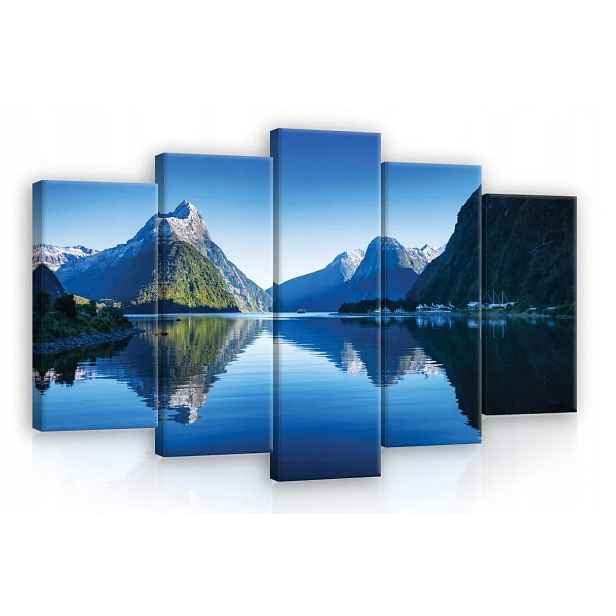 Obraz 100x60 Fjordy hory odraz voda příroda klid krajina Nový Zéland