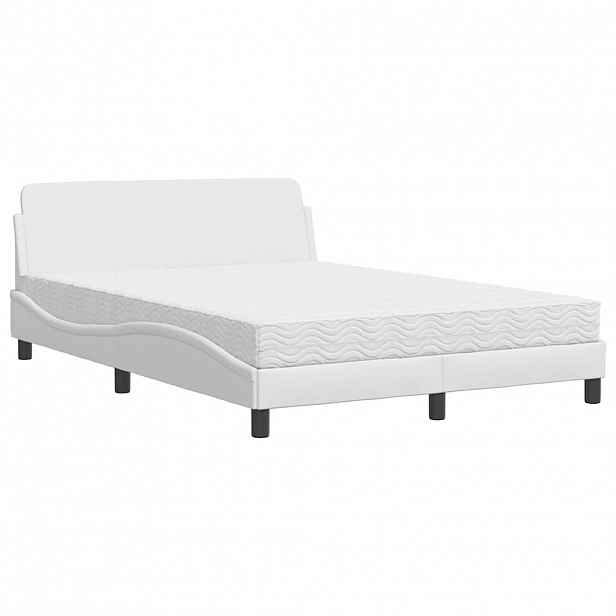 vidaXL Postel s matrací Dover bílá 140 x 200 cm umělá kůže