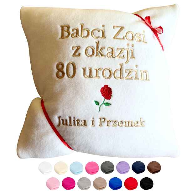 Dárek k 80. narozeninám babičky od vnoučat, elegantní Polštář s výšivkou