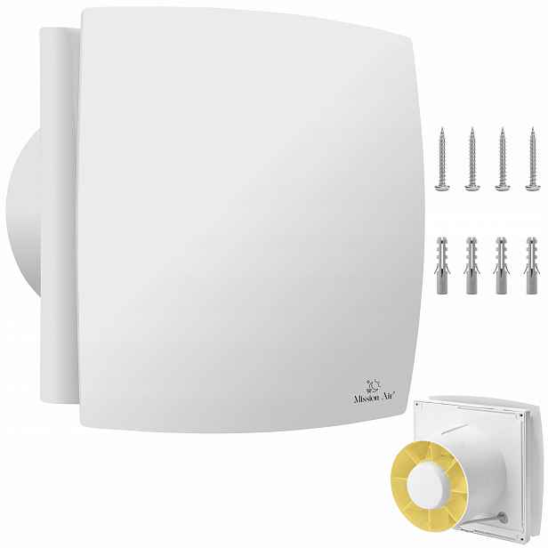 Koupelnový Ventilátor Windy 150 S Bílý tichý nástěnný Klapka Zpětný Ventil