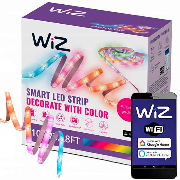 Led pásek 10 m Vícebarevný Rgbic 21W Smart WiFi Aplikace WiZ