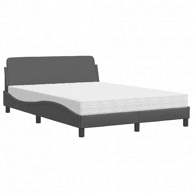 vidaXL Postel s matrací Dover šedá 140 x 200 cm umělá kůže