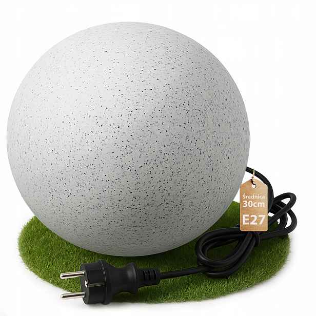 Zahradní lampa Kula do zahrady Led Kámen Beton Kabel 230V E27 30cm IP65