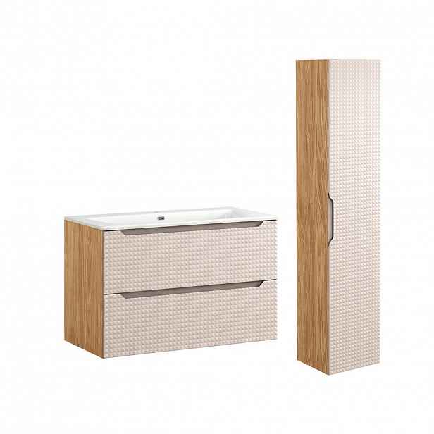 Petits-meubles KOUPELNOVÝ NÁBYTEK 91cm Mallory 2er-Set Béžová a dřevo
