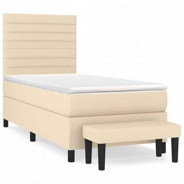 vidaXL Box spring postel s matrací krémová 80 x 200 cm textil