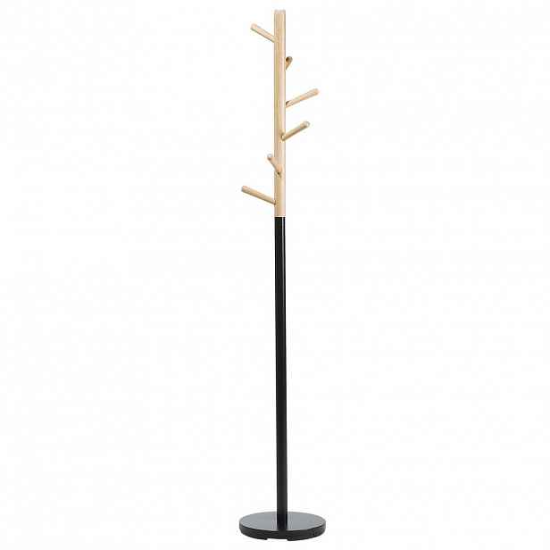 Beliani VĚŠÁK NA ŠATY Borovicové dřevo/Kov světle hnědý/černý 170 cm Aubum
