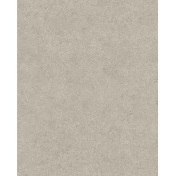 Béžová tapeta napodobující přetíratelnou vinylovou omítku na taupe flizelině