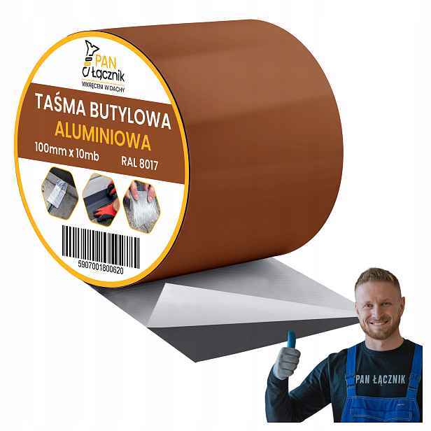 Butylová páska Dekarska Aluminium 100 mm 10 m Hnědá RAL8017 Střešní