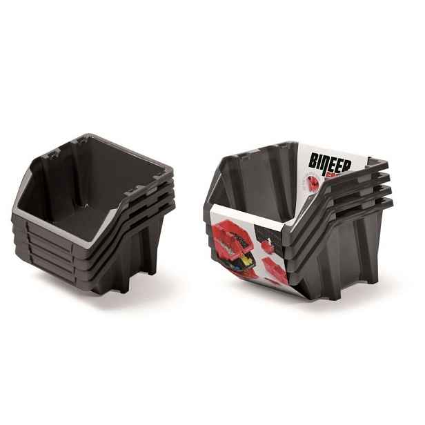 Prosperplast Sada úložných boxů 4 ks BENER 27,2 x 23,8 x 23,6 cm černá