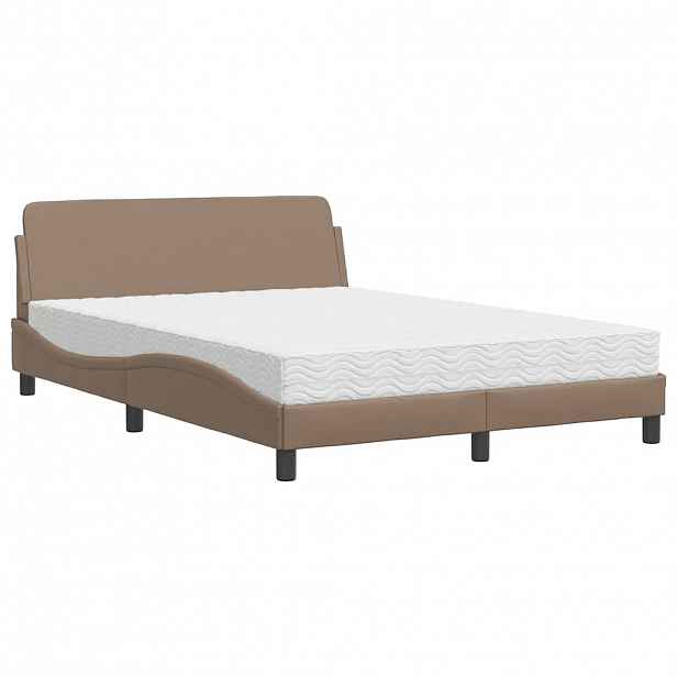 vidaXL Postel s matrací Dover cappuccino 140 x 200 cm umělá kůže