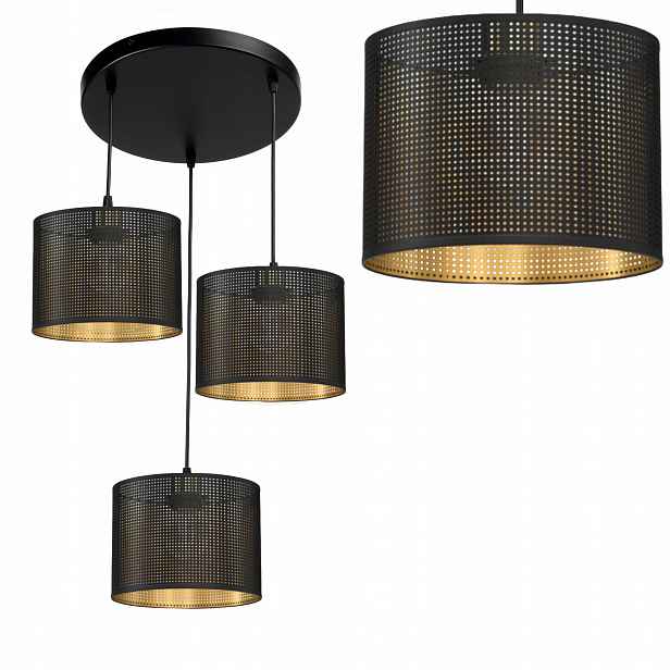 Závěsná Lampa Led Lustr Prolamovaný S Dírkami Talíř Zlatý Ažurový E27