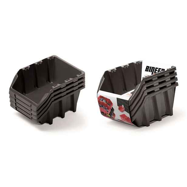 Prosperplast Sada úložných boxů 4 ks BENER 29,5 x 19,8 x 19,5 cm černá