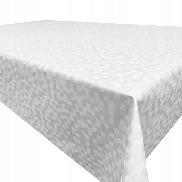 Ubrus Cerata Bílý Skvrnitý Moderní Pvc Polyester Mřížka 135x400