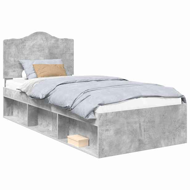 vidaXL Rám postele Betonově šedá 100 x 200 cm Masivní borové dřevo