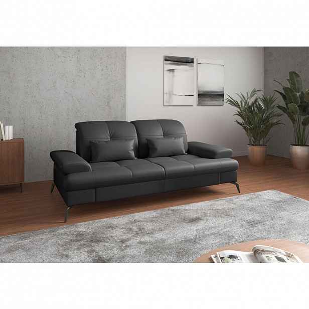 Sit & More TŘÍMÍSTNÁ POHOVKA, černá, kombinace pravá kůže/látka