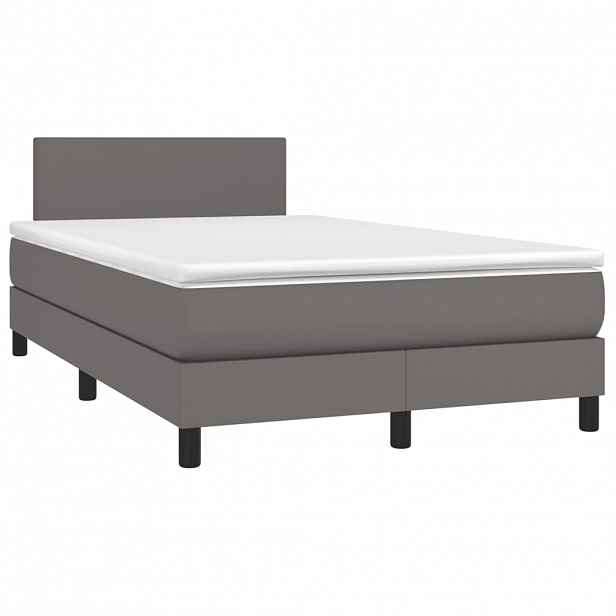 vidaXL Box spring postel s matrací šedá 120x190 cm umělá kůže