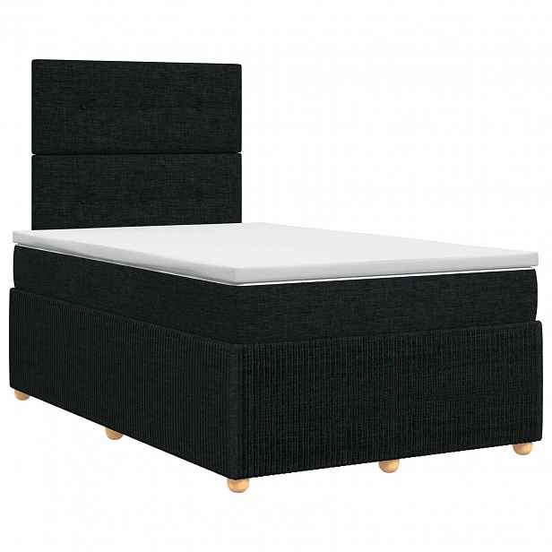 vidaXL Postel boxspring s matrací s čelo Černá 120 x 190 cm Textil