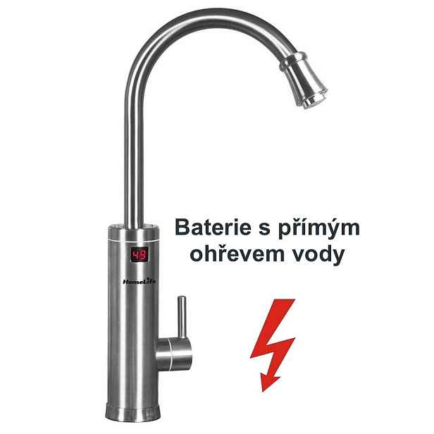 HomeLife Stojánková nerezová baterie Inox Digital s přímým ohřevem vody 3;2kW
