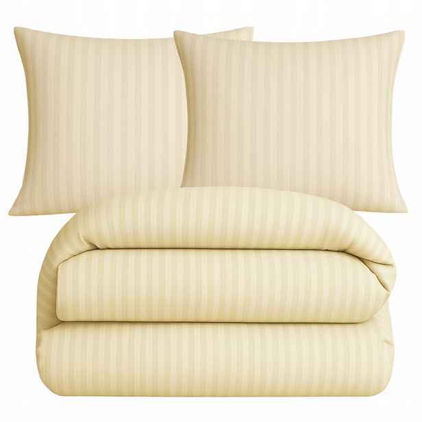 Povlečení 200x220 2x70x80 Sada Povlečení Damašek Hotelová krémová 1 cm