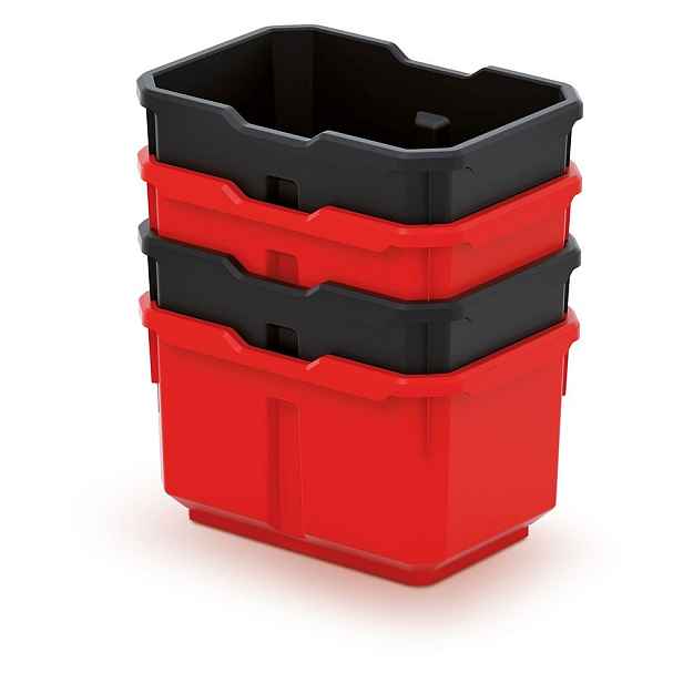 Prosperplast Sada úložných boxů 4 ks TITANIO 15,6 x 11 x 19,5 cm černo-červená