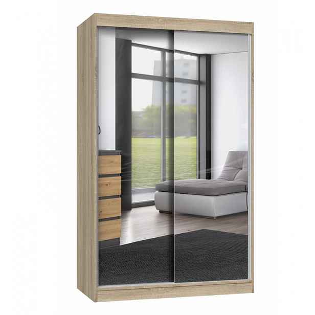 Šatní skříň 120 cm se zrcadlem RANNO 3 - dub sonoma