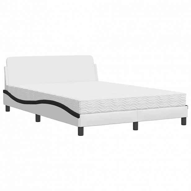 vidaXL Postel s matrací Dover bílá a černá 140 x 200 cm umělá kůže