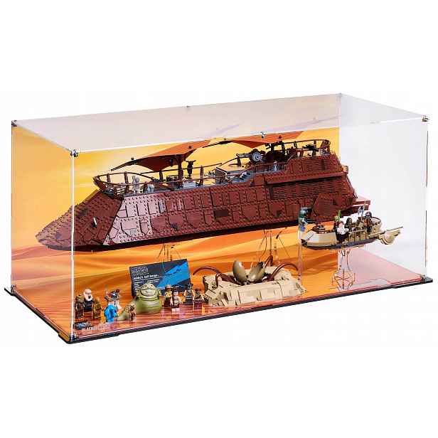 Vitrína s pozadím Blacked Brick pro Lego 75397, 75396 Star Wars Barka Jabby