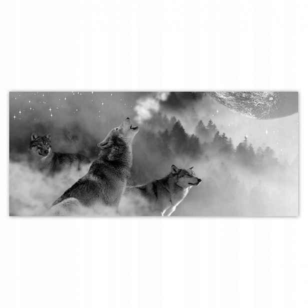 Fototapety 211x91 Vlk vyjící k měsíci